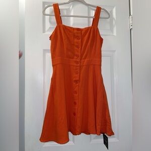 Button down orange sleeveless summer dress